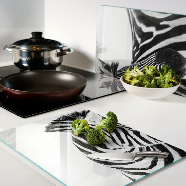 Glass kitchen board Zebra with black and white stripes