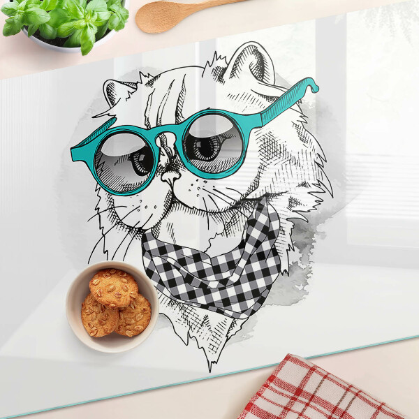 Chopping board Drawing of a cat wearing sunglasses