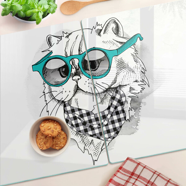 Chopping board Drawing of a cat wearing sunglasses