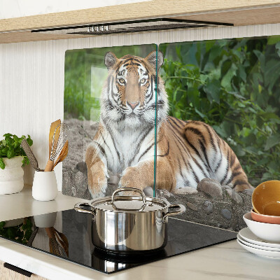 Chopping board glass Tiger in its natural habitat