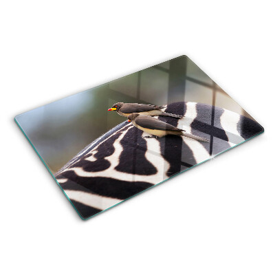 Glass chopping board Birds on a zebra