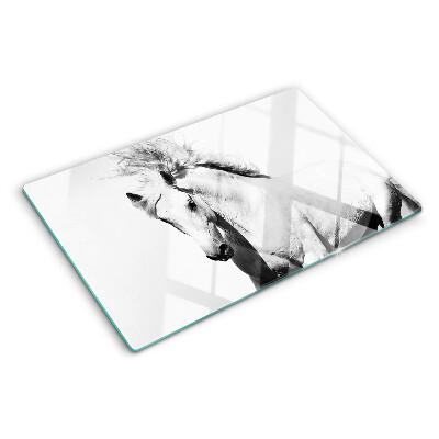 Glass kitchen board Horse in black and white