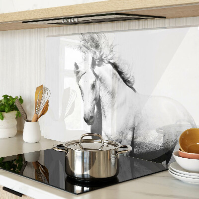 Glass kitchen board Horse in black and white