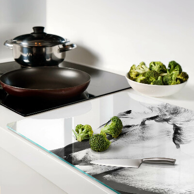 Glass kitchen board Horse in black and white