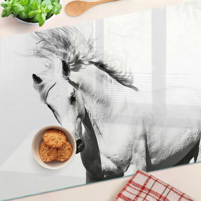 Glass kitchen board Horse in black and white