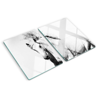 Glass kitchen board Horse in black and white