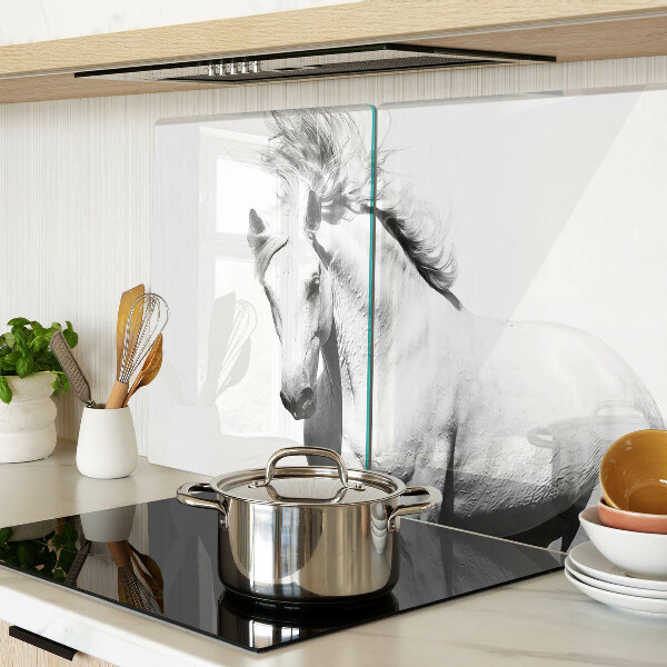 Glass kitchen board Horse in black and white