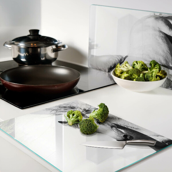Glass kitchen board Horse in black and white