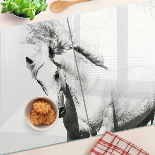 Glass kitchen board Horse in black and white