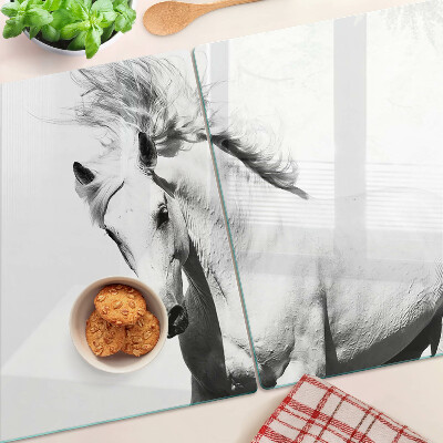 Glass kitchen board Horse in black and white