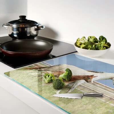 Glass chopping board A horse with a foal in a meadow