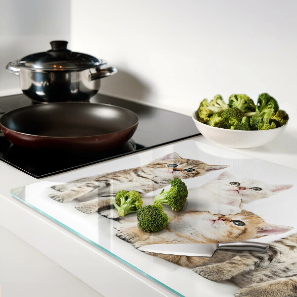 Glass cutting board A flock of kittens