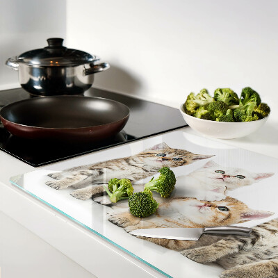 Glass cutting board A flock of kittens
