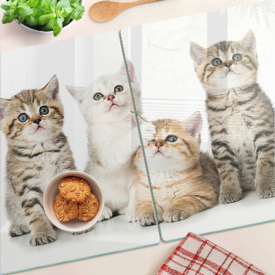 Glass cutting board A flock of kittens