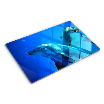 Glass kitchen board Dolphins in the water