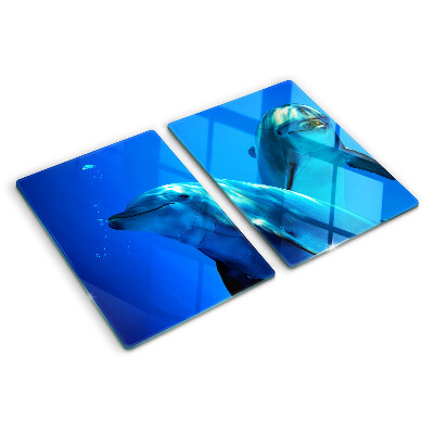 Glass kitchen board Dolphins in the water