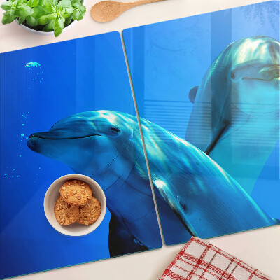Glass kitchen board Dolphins in the water