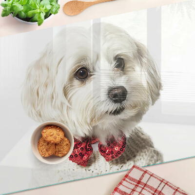 Chopping board A dog in a sweater with a bow