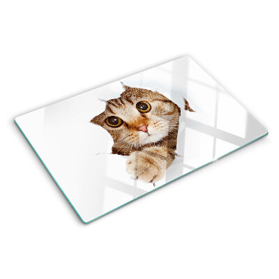Chopping board A cat coming out of a hole