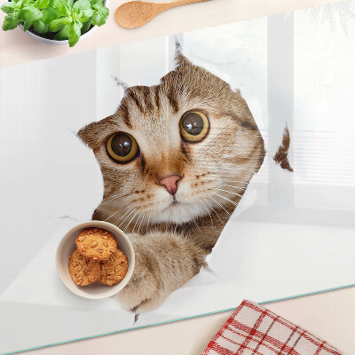 Chopping board A cat coming out of a hole