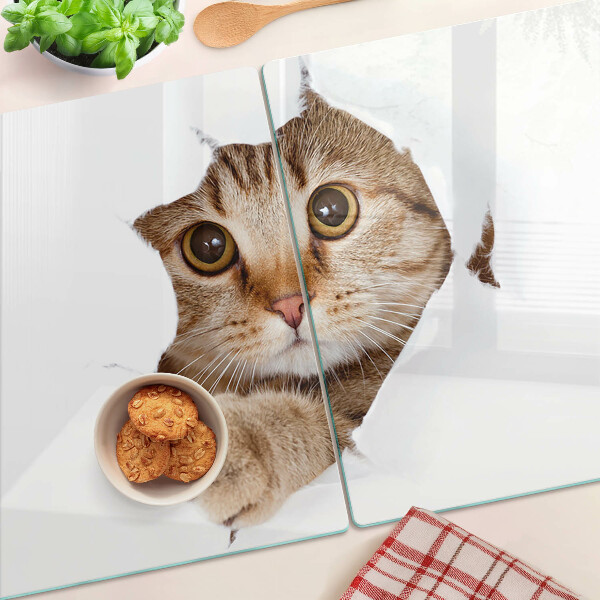 Chopping board A cat coming out of a hole