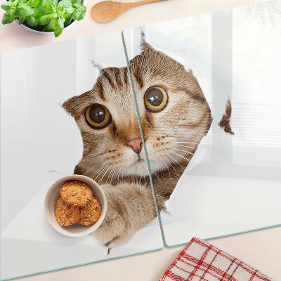 Chopping board A cat coming out of a hole