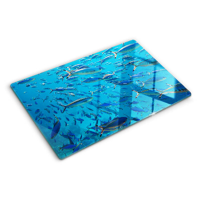 Cutting board A school of fish in clear water