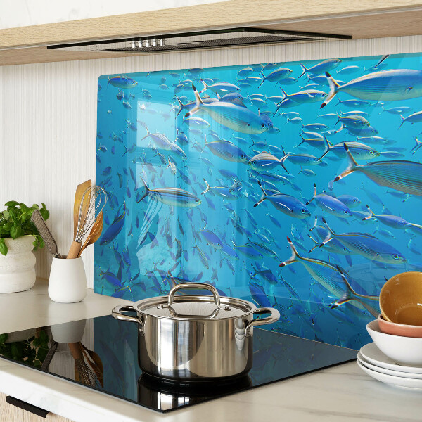 Cutting board A school of fish in clear water