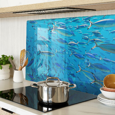 Cutting board A school of fish in clear water