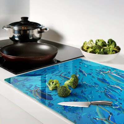 Cutting board A school of fish in clear water