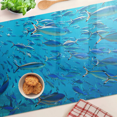 Cutting board A school of fish in clear water