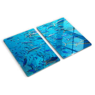 Cutting board A school of fish in clear water