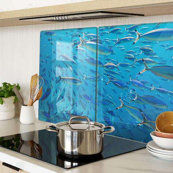 Cutting board A school of fish in clear water