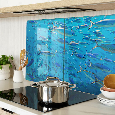 Cutting board A school of fish in clear water