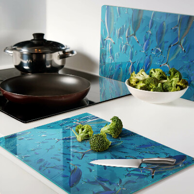Cutting board A school of fish in clear water