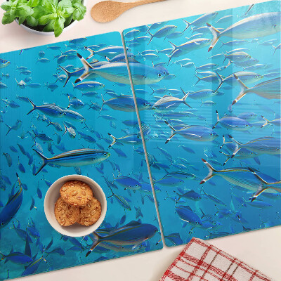 Cutting board A school of fish in clear water