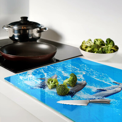 Glass chopping board Dolphins jumping over waves