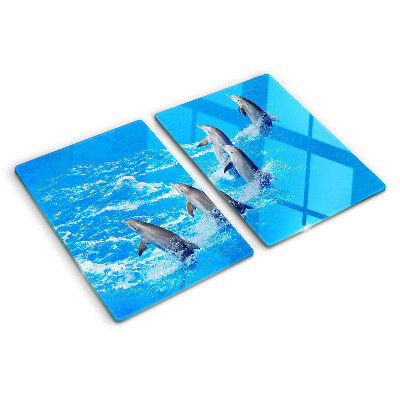Glass chopping board Dolphins jumping over waves