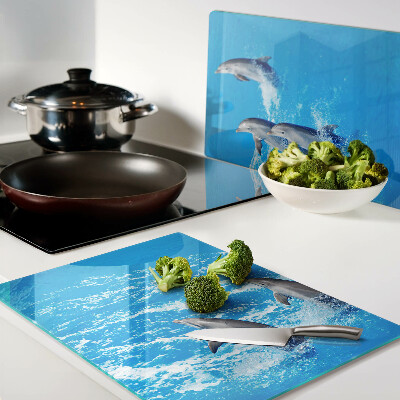 Glass chopping board Dolphins jumping over waves