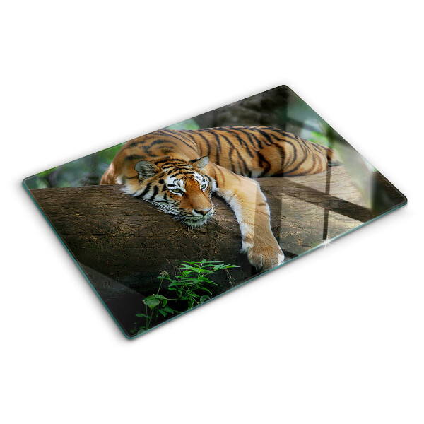 Chopping board Tiger on a tree trunk