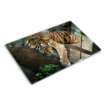 Chopping board Tiger on a tree trunk
