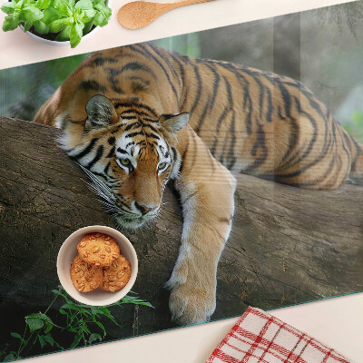 Chopping board Tiger on a tree trunk