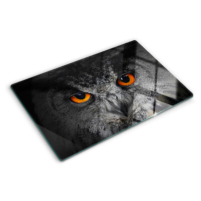 Chopping board glass Owl with orange eyes