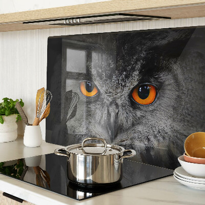 Chopping board glass Owl with orange eyes