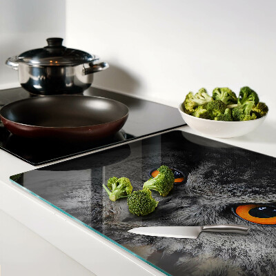 Chopping board glass Owl with orange eyes