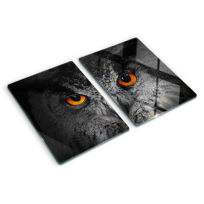 Chopping board glass Owl with orange eyes