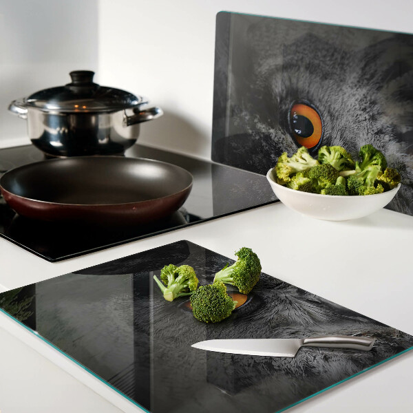 Chopping board glass Owl with orange eyes