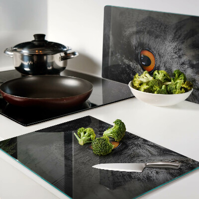 Chopping board glass Owl with orange eyes
