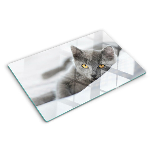 Cutting board A cat with yellow eyes