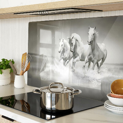 Glass chopping board Horses in the water